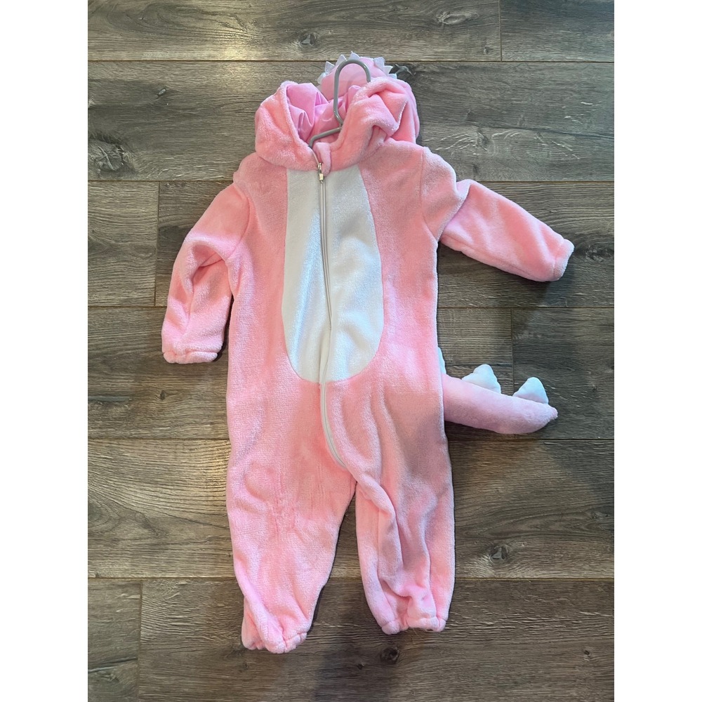 Spooktacular Creations Pink Dinosaur Hooded Jumpsuit Costume Kids 18-24 Months